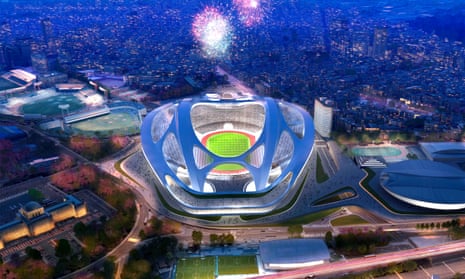 An artist’s impression of Zaha Hadid’s planned Olympic stadium in Tokyo.