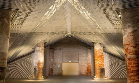 Takapau, a large-scale installation inspired by traditional Māori takapau, finely woven mats made for special events.