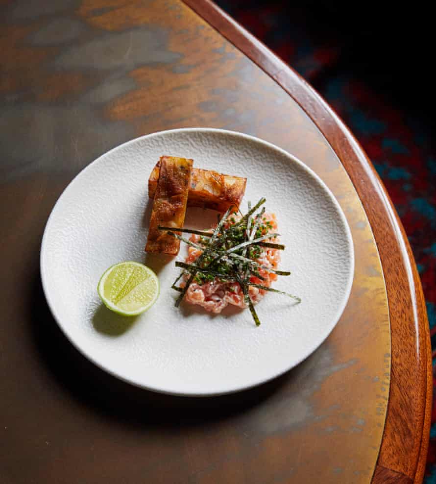 Booking Office 1869’s cured salmon comes chopped, tartare style, with a potato rösti that’s more like ‘a fabulous turbo-chip’.