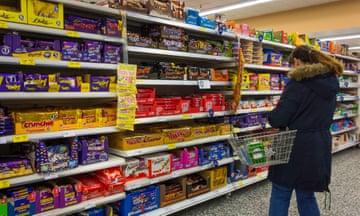 Chocolates and sweets on sale in supermarket