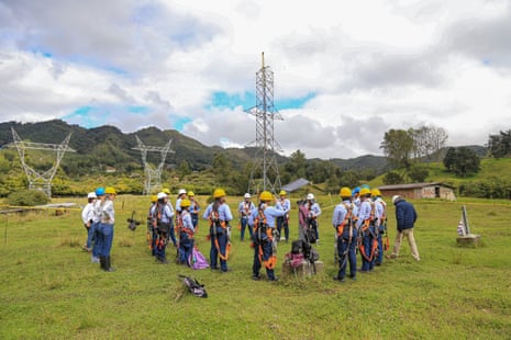 The group of first apprentice linewomen prepare for training in La Ceja, a small town about 40km southeast of Medellín