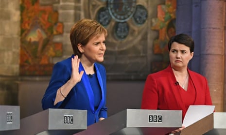 The BBC Host The First Scottish Leaders DebateEDINBURGH, SCOTLAND - MAY 21: Nicola Sturgeon, leader of the SNP, Scottish Conservative Party leader Ruth Davidson,during BBC Scotlands live election debate with the Scottish political party leaders at Mansfield Traquair Centre on May 21, 2017 in Edinburgh, Scotland. Britain goes to the polls on June 8 to elect a new parliament in a general election. (Photo by Jeff J Mitchell/Getty Images)