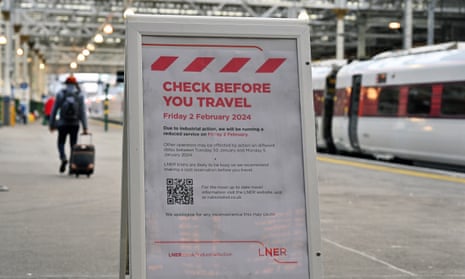 A notice at Edinburgh Waverley station details disruption to LNER services on 1 February 2024