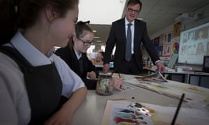 Pupils at an art class at a secondary school