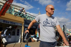 Mark Hedger at his bike shop, Brighton