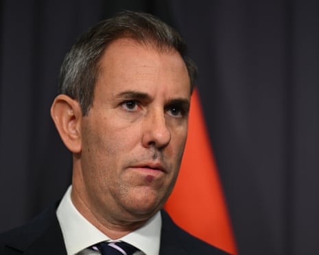 Treasurer Jim Chalmers speaks to the media at Parliament House.