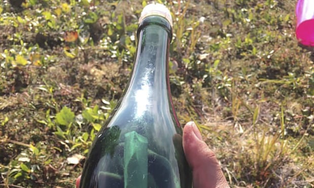 A bottle with a message that he found on the shores of western Alaska. 