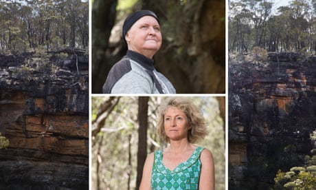 Glenda Chalker, Sandy Hamilton and the cliff at the Cataract River gorge