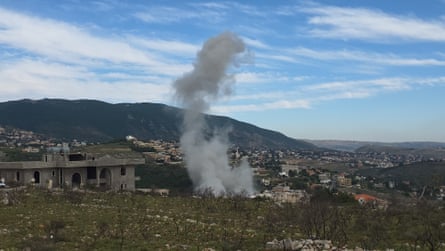 Smoke rises over the Nabatieh area.