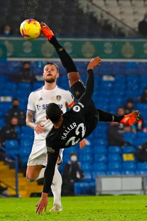 Haller is unsuccessful with this acrobatic overhead kick