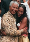 South African President Nelson Mandela with British supermodel Naomi Campbell