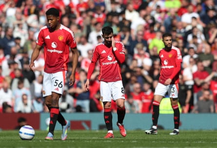 Bruno Fernandes looks dejected after Manchester United concede