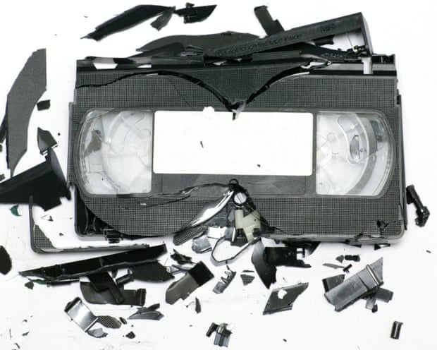 A smashed VHS tape