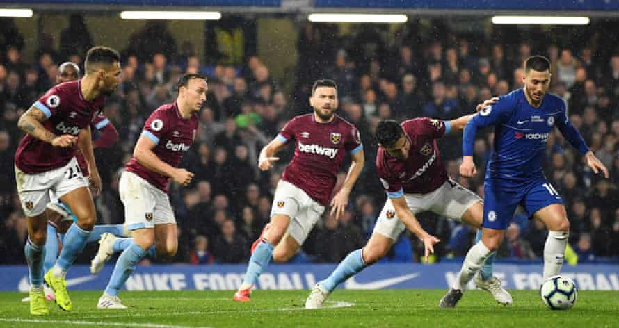 Eden Hazard proved a constant menace to West Ham throughout the match.