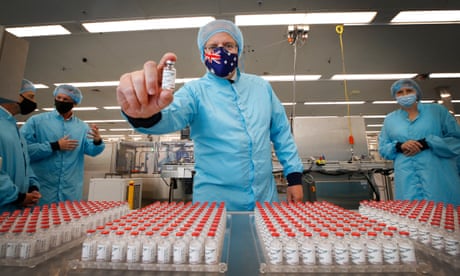 Australian prime minister Scott Morrison visits the CSL vaccine manufacturing facility in Melbourne in February