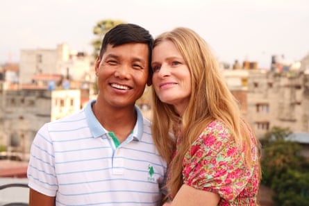 Mikel and Allie on a hotel rooftop