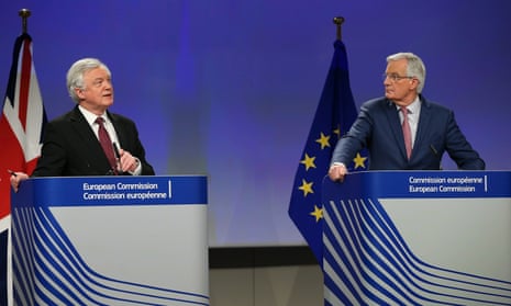 David Davis and Michel Barnier hold a joint press conference following Brexit talks in Brussels.