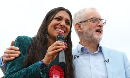 Faiza Shaheen with Jeremy Corbyn, during a visit to Chingford in 2019.
