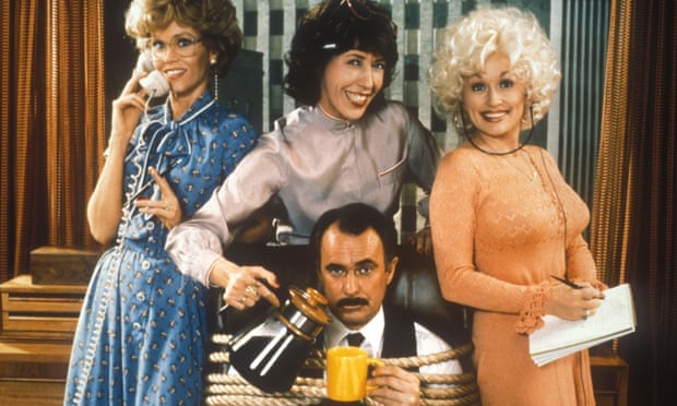 Cartoon caricatures … Jane Fonda, Lily Tomlin and Dolly Parton with Dabney Coleman in 9 to 5.