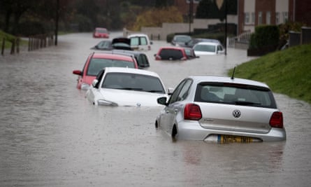 Cars submerged