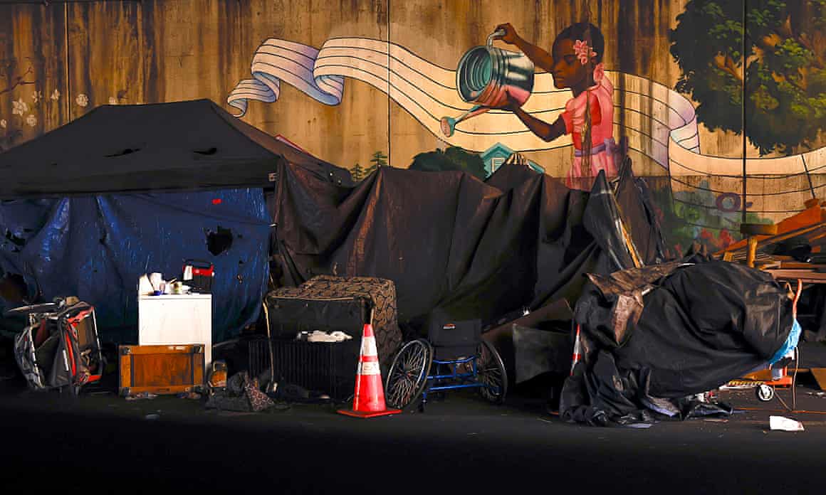 A homeless encampment