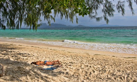 Beautiful white sand beach on  Koh Kradan island in Thailand