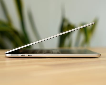 The USB-C ports of an Apple 13in MacBook Air M5.