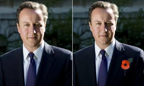 An hour later, Downing Street deleted the picture and replaced it with one of the prime minister actually wearing a poppy, but not before the original photo had been spotted by other people on social media.