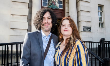 Emma De Souza with her husband Jake outside the Royal Courts of Justice in Belfast in 2019