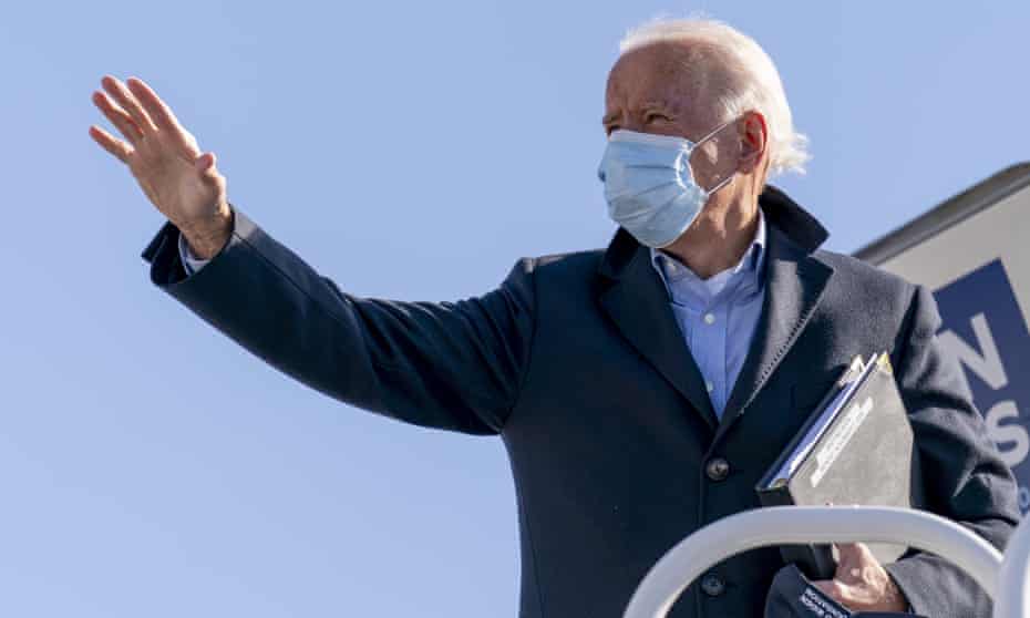Joe Biden boards his campaign plane in Wilmington, Delaware Monday.