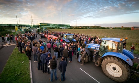 Farmers protest at the Morrisons depot in Bridgwater, Somerset.