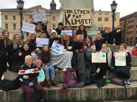School students protesting in the central square in Gothenburg, Sweden’s second city.