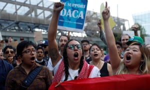 Protesters at a rally in San Francisco on Tuesday. Airbnb was the only tech firm to say whether it would terminate immigrant employees whose work permits expire.