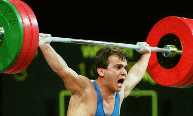 Naim Süleymanoğlu, nicknamed the Pocket Hercules, competing at the Atlanta Olympics in 1996. 