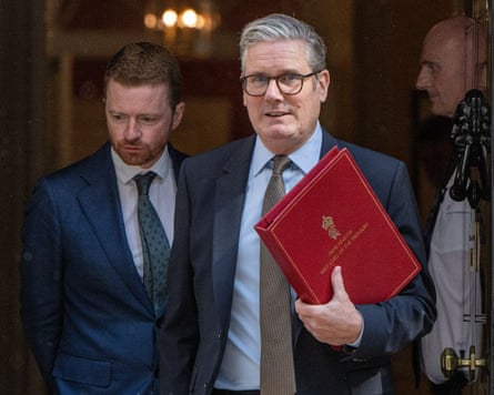 Keir Starmer leaving 10 Downing Street with Morgan McSweeney