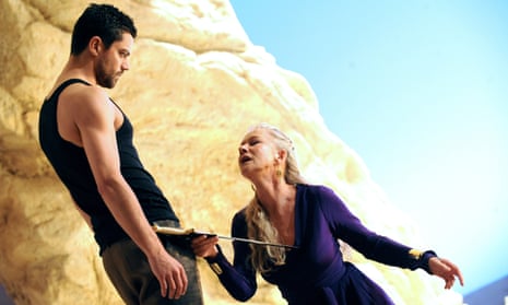 Dominic Cooper and Dame Helen Mirren in a production of Phèdre at the National Theatre in 2009.