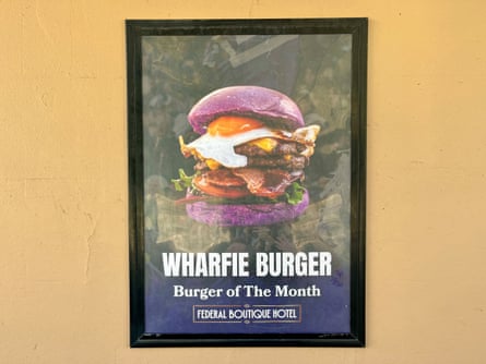 Purple Wharfie burgers are available at the Federal Hotel in Fremantle.
