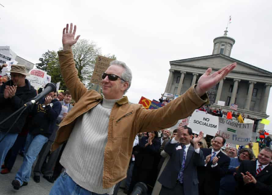 Phil Valentine at a Tea Party rally in Nashville, Tennessee, in 2019.