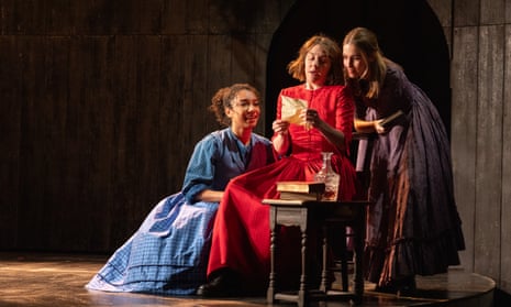 Adele James (Emily), Gemma Whelan (Charlotte) and Rhiannon Clements (Anne) in Underdog: The Other Other Brontë at the Dorfman theatre.