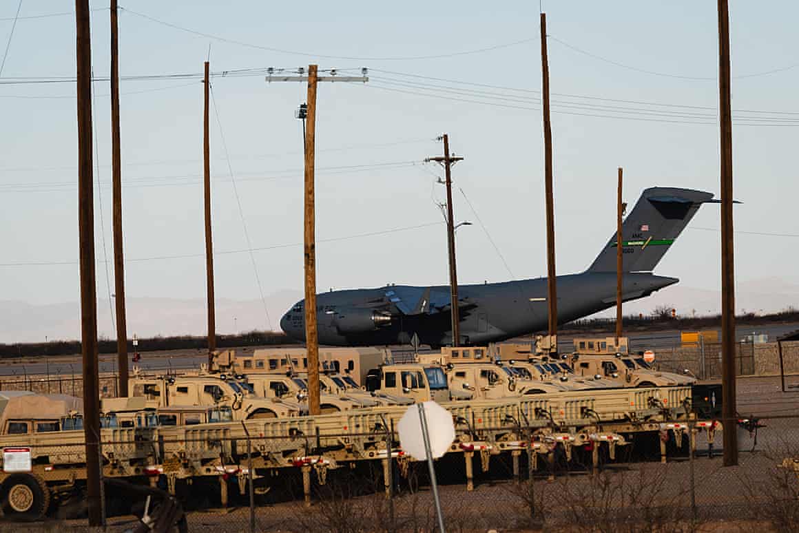 a plane at a military airfield
