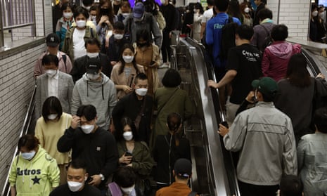 Commuters in Seoul, South Korea