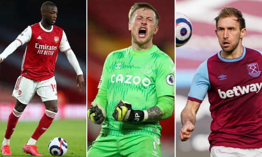 Nicolas Pepe, Jordan Pickford and Craig Dawson.