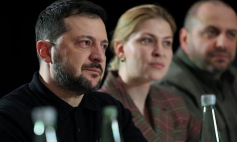 Ukrainian president Volodymyr Zelenskyy, deputy prime minister Olha Stefanishyna and Defense Minister Rustem Umerov attend a bilateral meeting with U.S. vice-president JD Vance on the sidelines of the Munich Security Conference, in Munich.