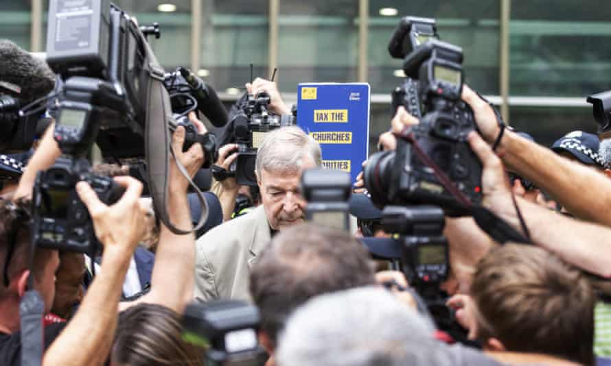 George Pell outside court on Tuesday, after the suppression order on his guilty verdict was lifted