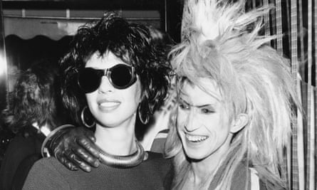 Magenta Devine with the singer Martin Degville at Stringfellows, London, in the late 1980s.