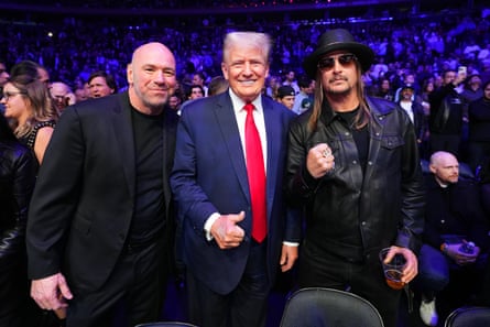 Dana White, Donald Trump and Kid Rock pose for a photo at a UFC event at Madison Square Garden.