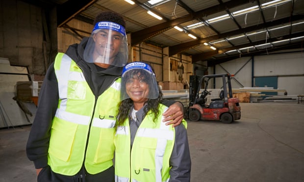 Marcus Rashford at FareShare, Greater Manchester, with his mother. The charity network is naming a new warehouse in her honour.