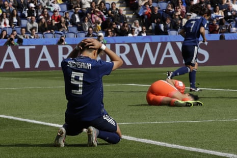 Japan’s Yuika Sugasawa gestures after missing a chance against Argentina goalkeeper Vanina Correa.