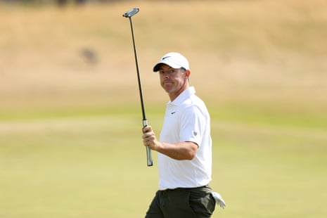 Rory McIlroy acknowledges the crowd at the end of his round.