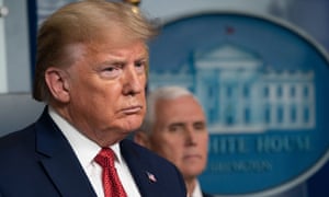 Donald Trump at a White House coronavirus briefing on Thursday.